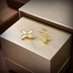 Jeux De White Mop Gold Diamond Earrings – LUX VERSE Luxury Designer Fashion Outlet