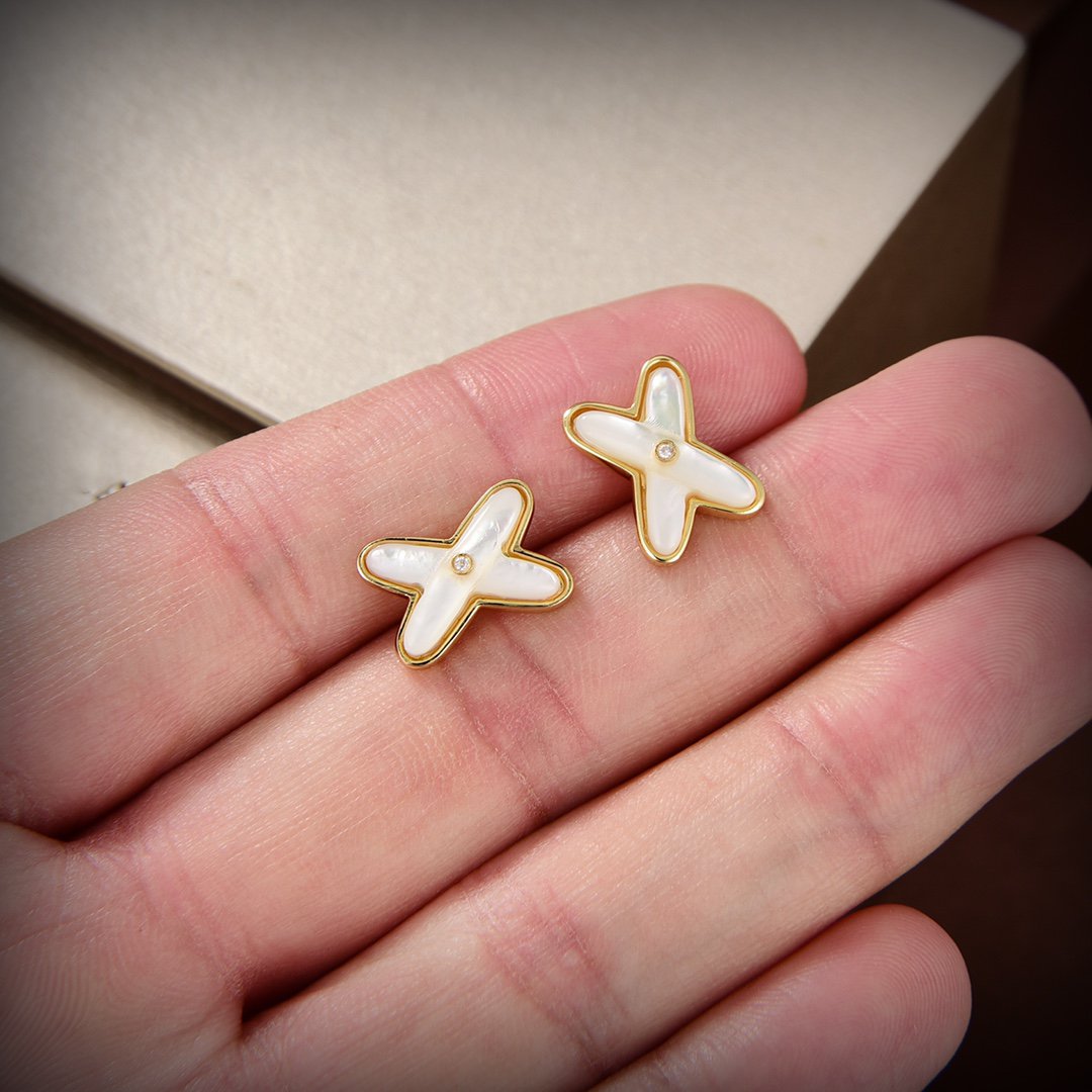 Jeux De White Mop Gold Diamond Earrings – LUX VERSE Luxury Designer Fashion Outlet