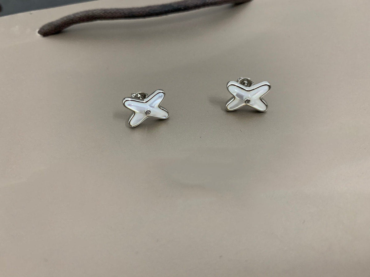 Jeux De White Mop Silver Diamond Earrings – LUX VERSE Luxury Designer Fashion Outlet