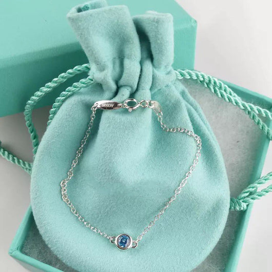 DIAMOND STERLING SILVER AQUAMARINE BUBBLE BRACELET