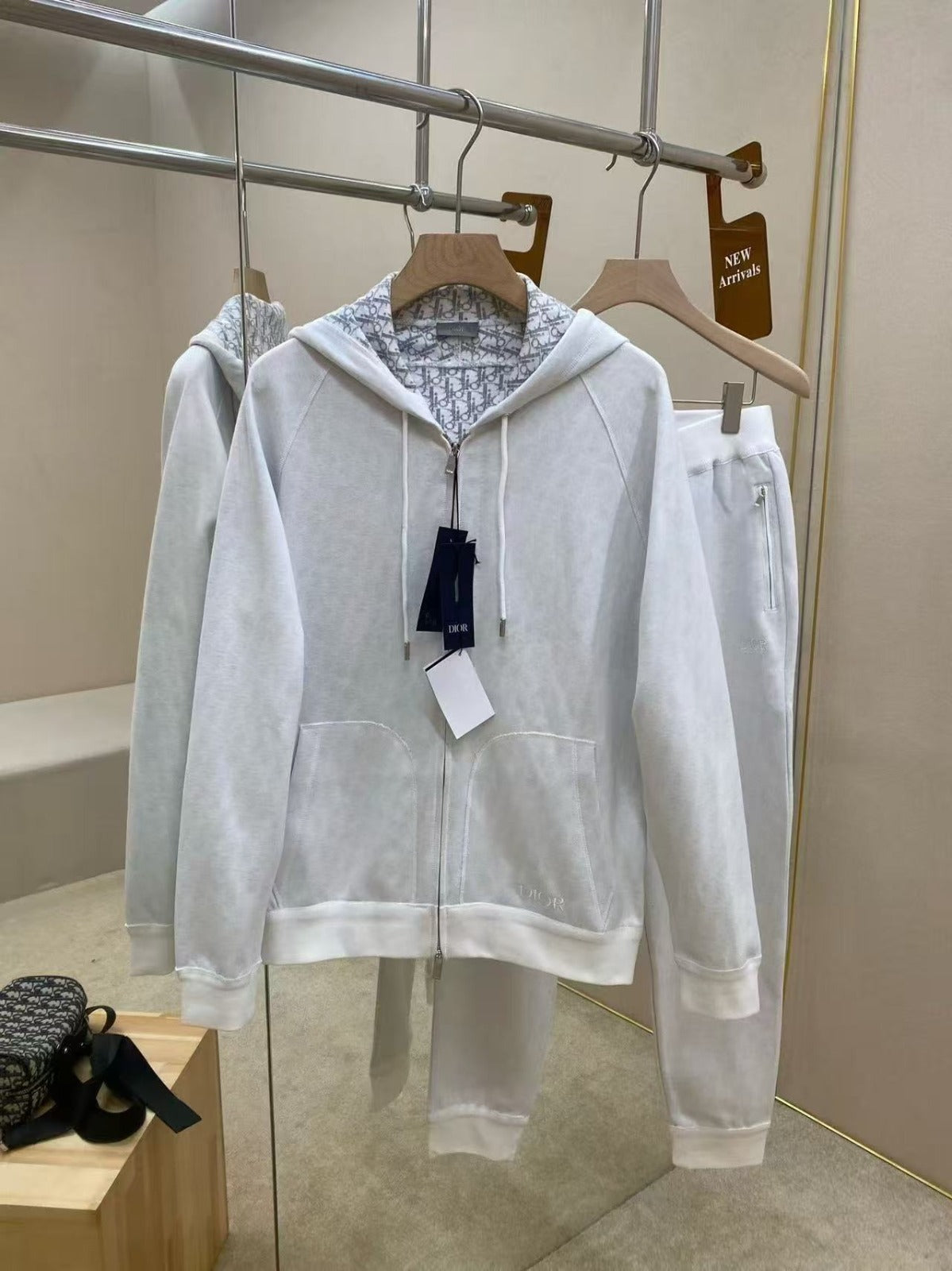 White Cotton Plain Zip-Through - Men's