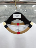 White Cotton Contrast Collar Crewneck - Men's