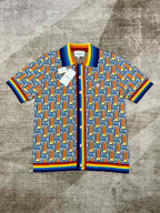 Geometric Print Silk Shirt - Men's