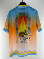 Sunset Wave Print Silk Shirt - Men's