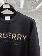 Navy Cotton Embossed Text Crewneck - Men's
