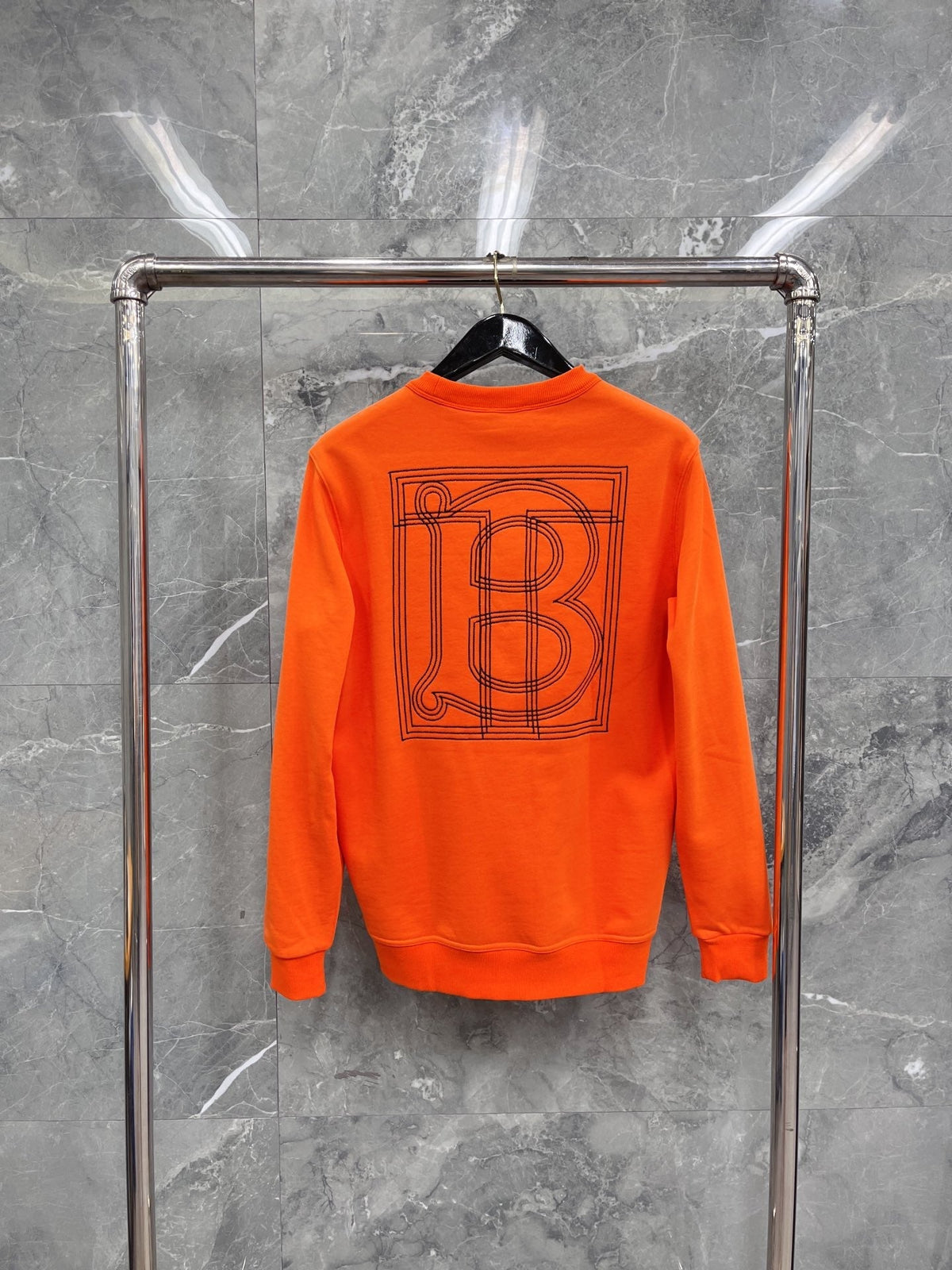 Black Cotton Tonal Crewneck - Men's