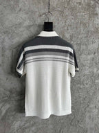 Cream Knit Striped Short-Sleeve - Men's