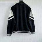 Black Wool Contrast Sleeve Varsity - Men's