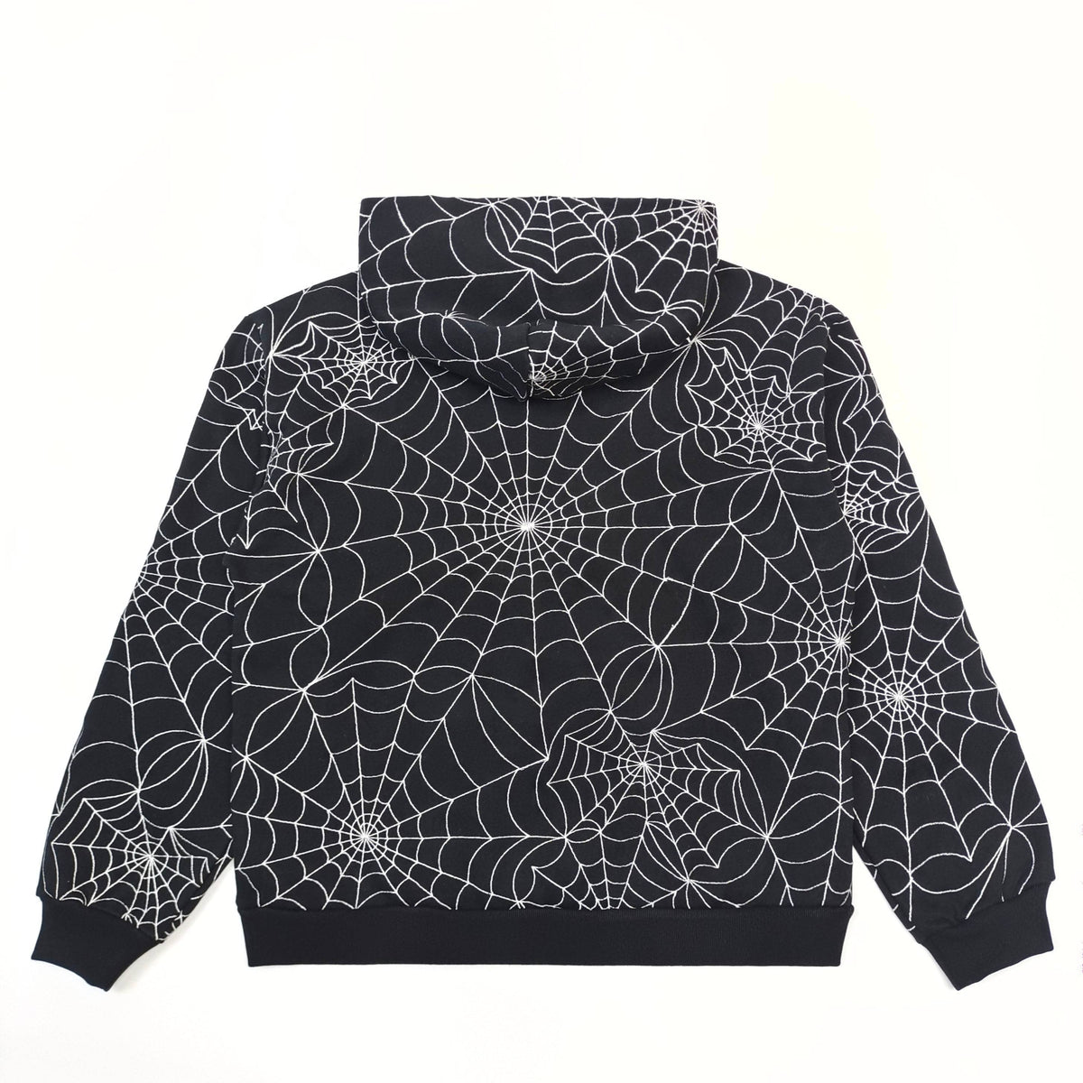 Black Cotton Web Print Pullover - Men's