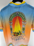 Sunset Wave Print Silk Shirt - Men's