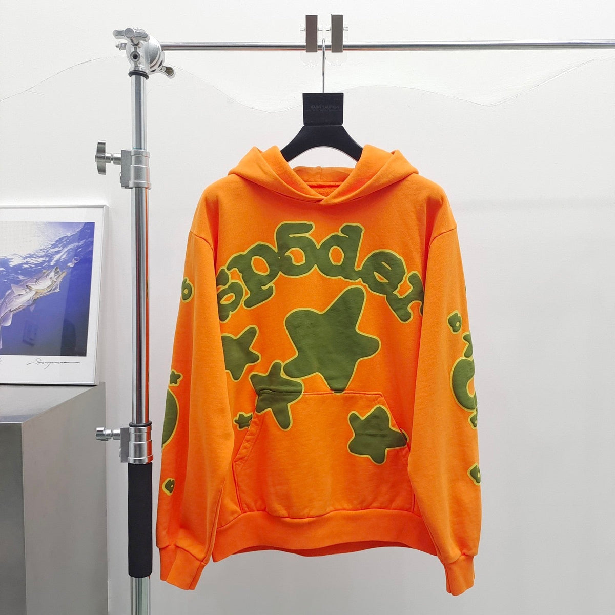 Orange Cotton Star Print Pullover - Men's