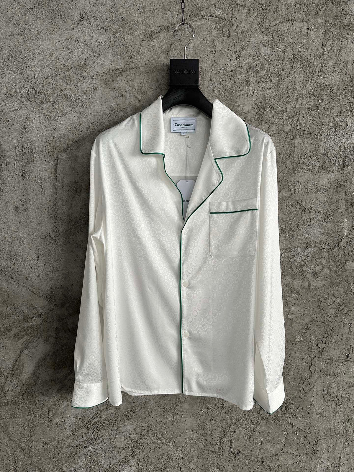 White Silk Piped Long-Sleeve - Men's