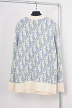 Blue Jacquard Monogram Crewneck - Men's