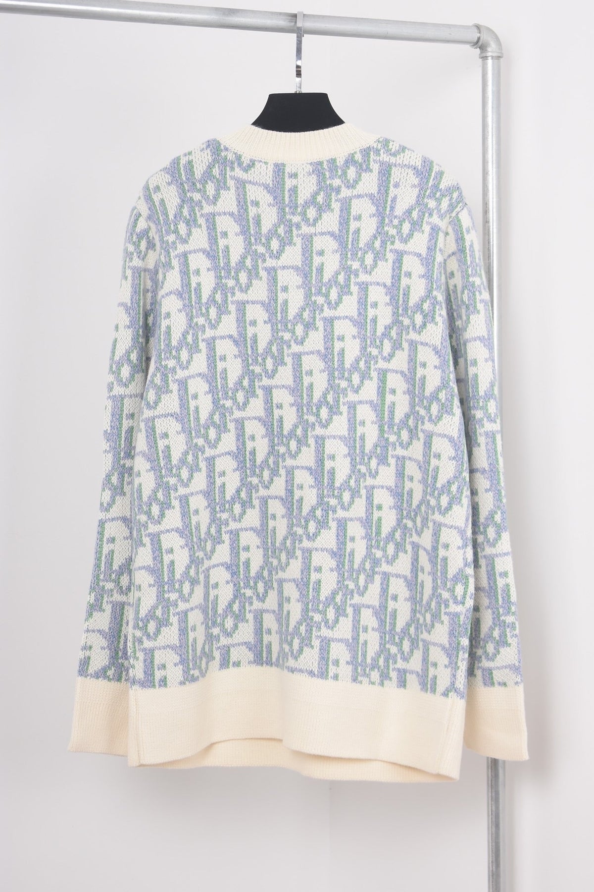 Blue Jacquard Monogram Crewneck - Men's