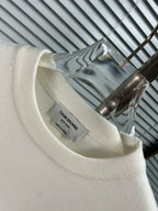 4-Bar Crewneck Cream Sweater - Men's