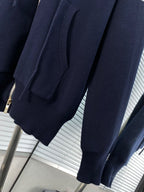 Navy Cotton Striped Sleeve Zip-Through - Men's