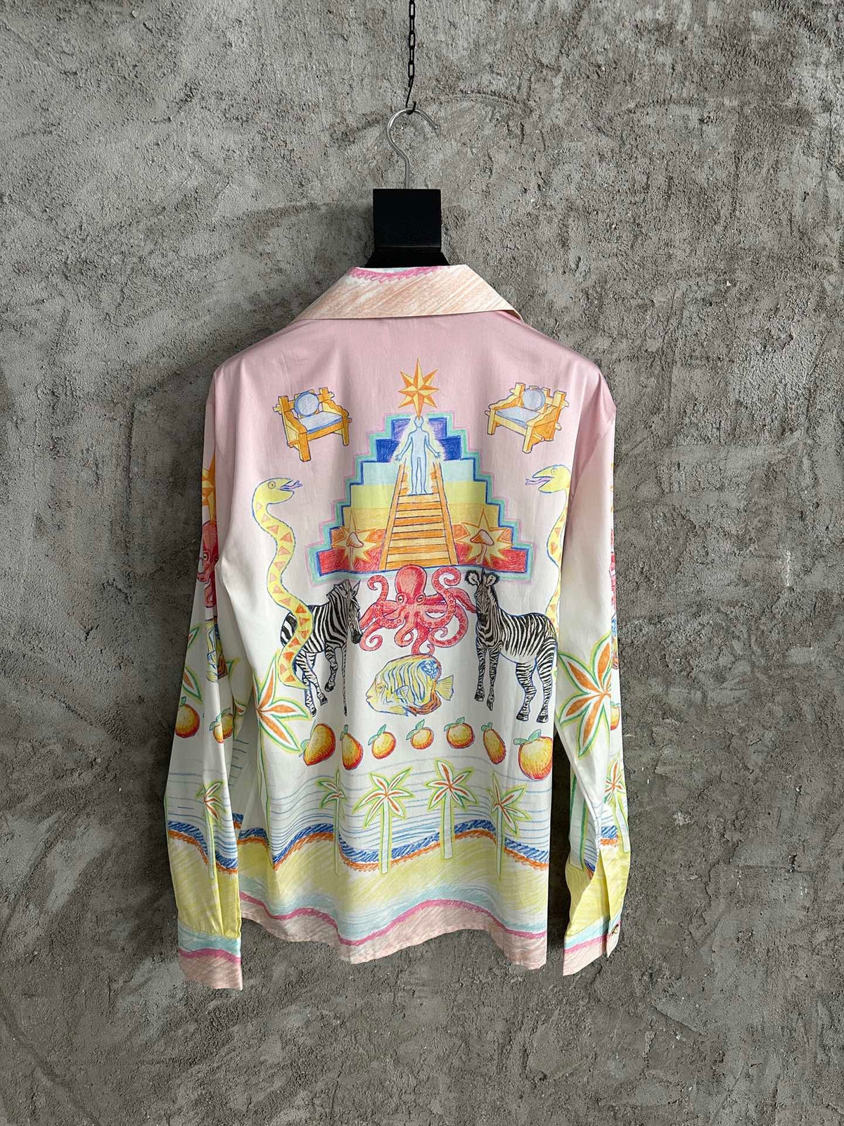 Zebra Carousel Print Silk Shirt - Men's