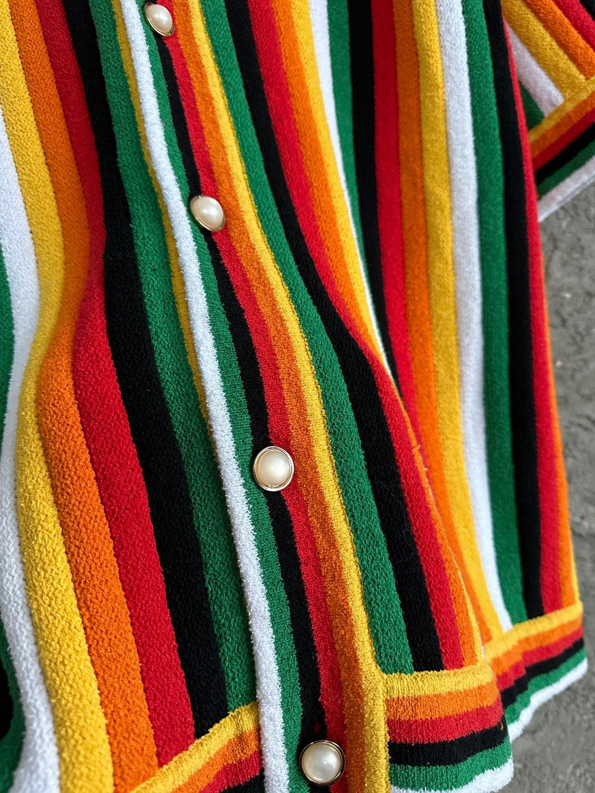 Rainbow Striped Silk Shirt - Men's