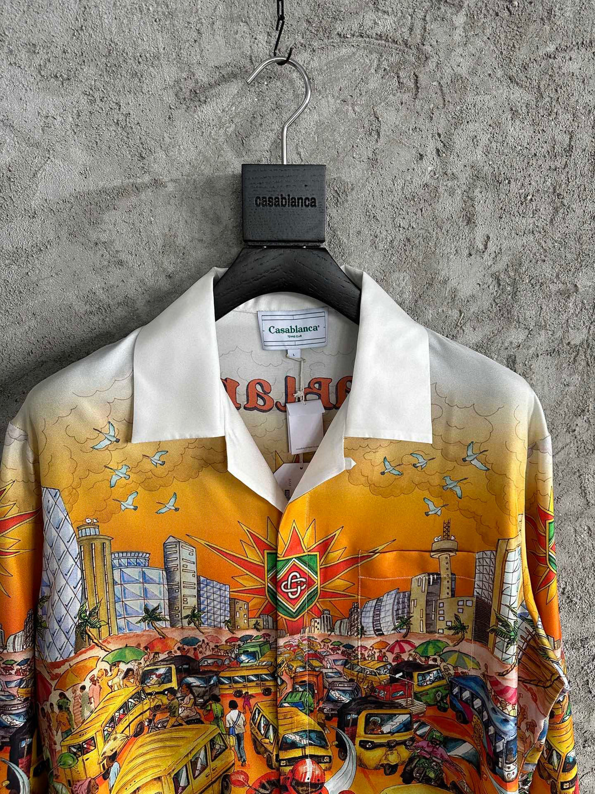Tropical Scene Print Silk Shirt - Men's