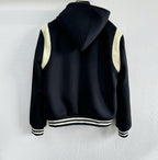 Black Wool Shoulder Panel Varsity - Men's