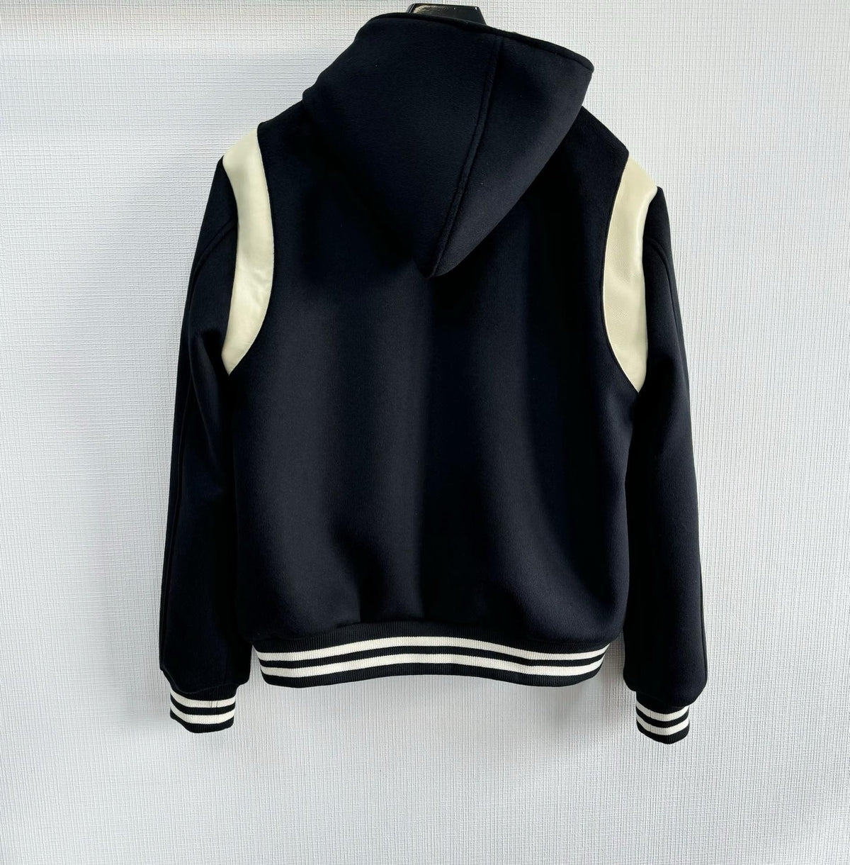 Black Wool Shoulder Panel Varsity - Men's