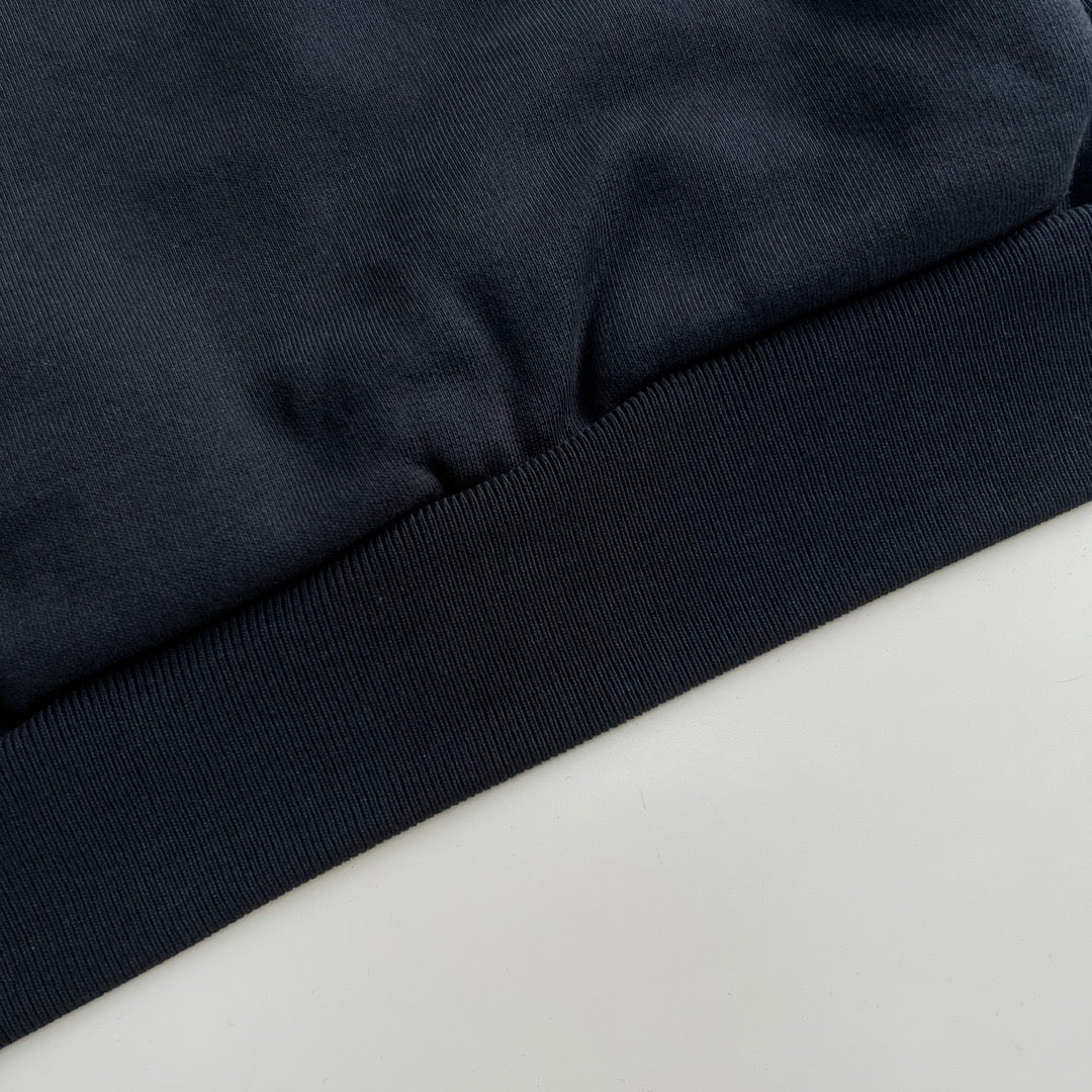 Black Cotton Varsity Text Pullover - Men's