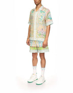 Cream Scenic Print Silk Shirt - Men's