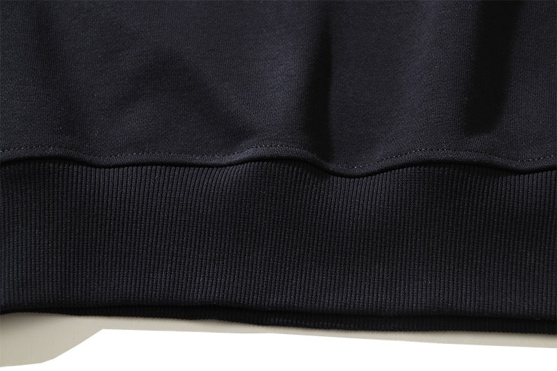 Black Cotton Text Logo Crewneck - Men's