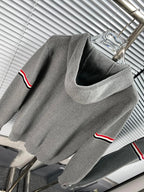 Navy Cotton Striped Sleeve Zip-Through - Men's
