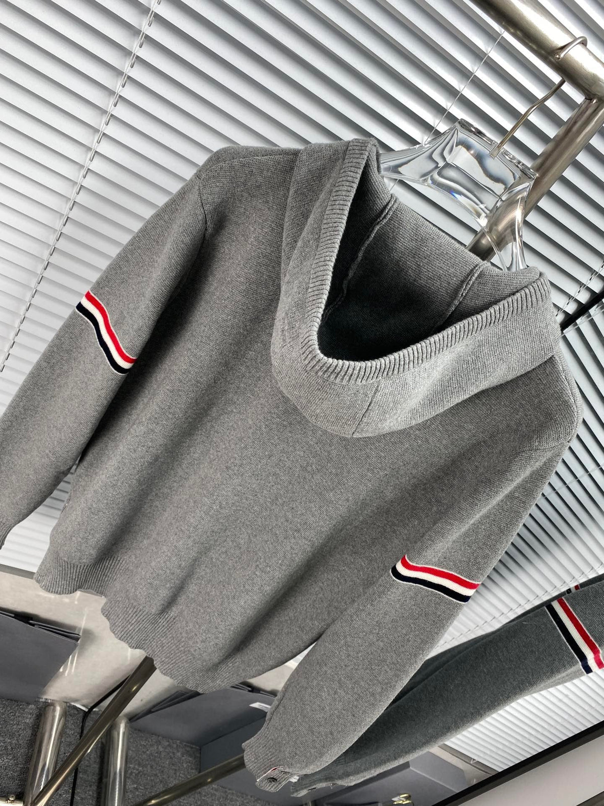 Navy Cotton Striped Sleeve Zip-Through - Men's