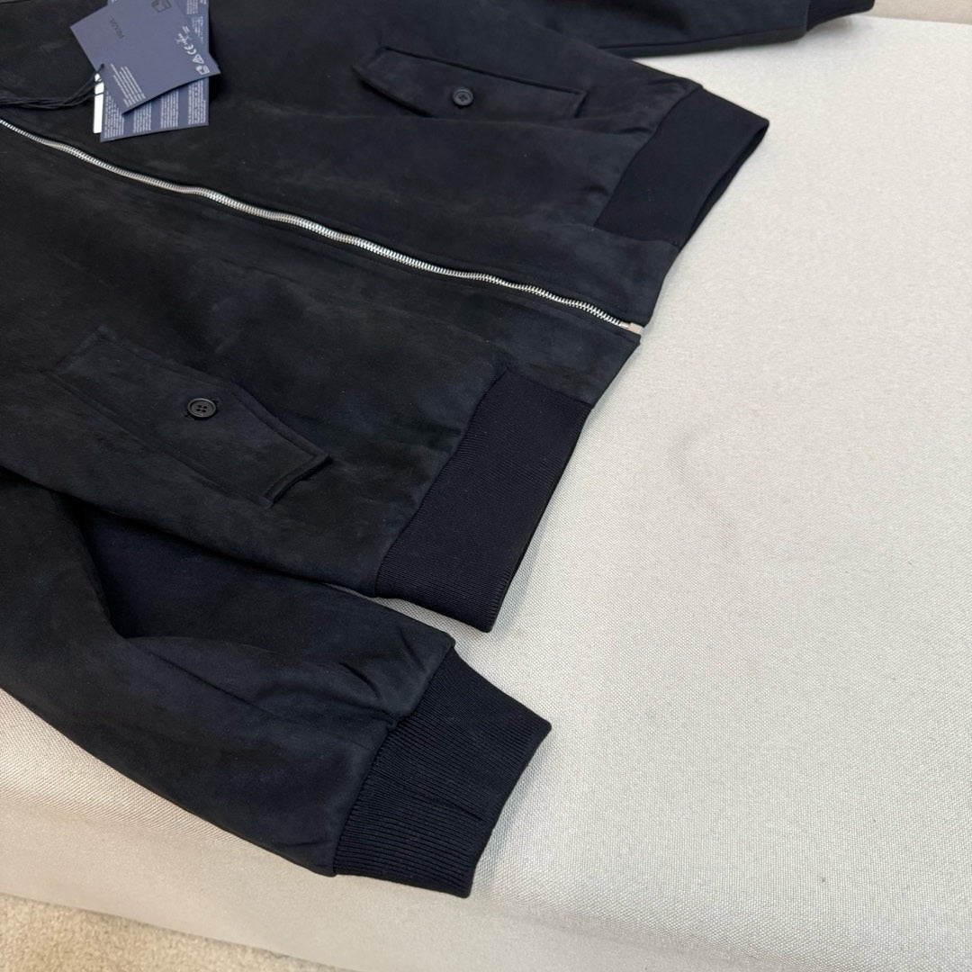 Navy Nylon Plain Bomber - Men's