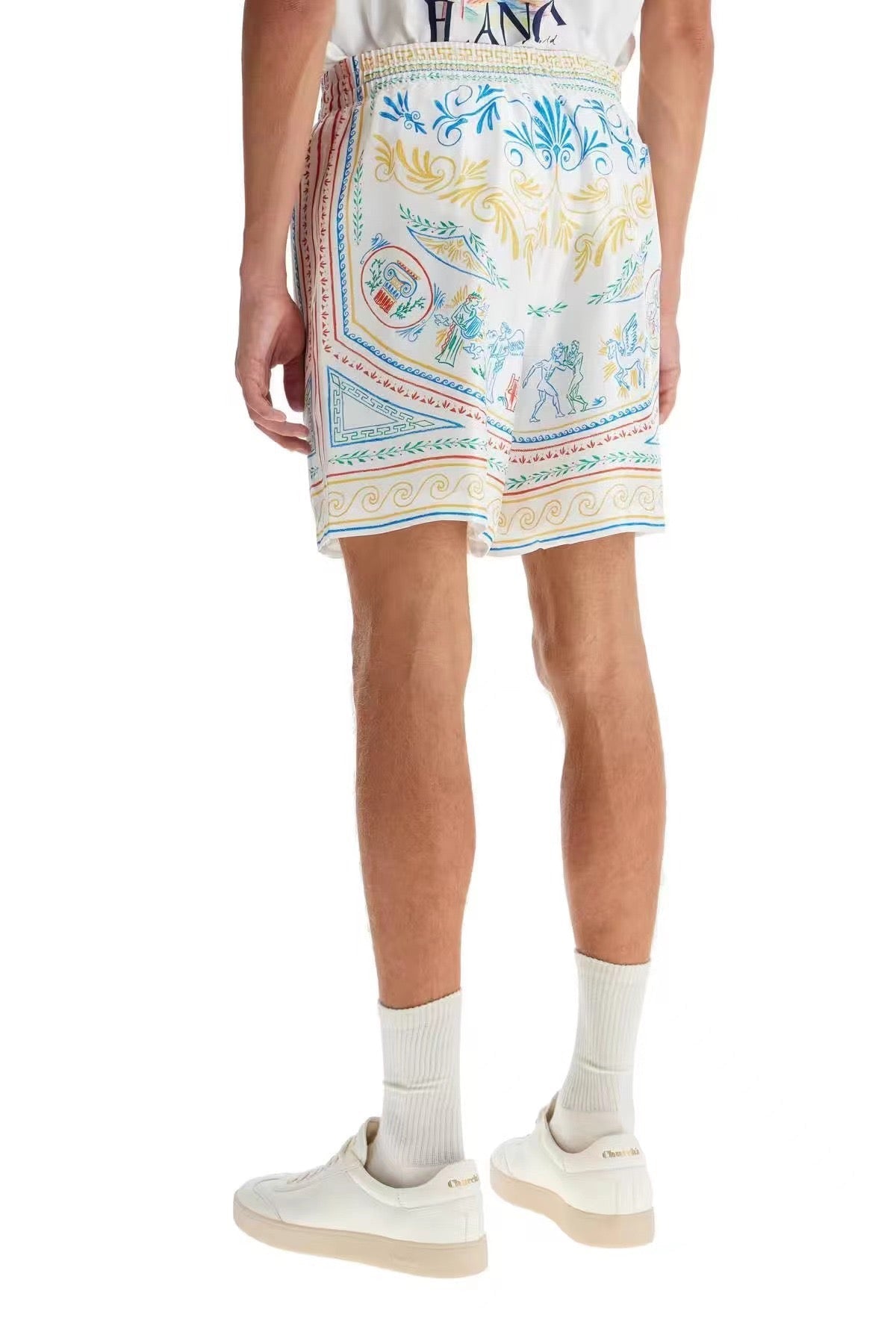 Ornate Print Silk Shorts - Men's