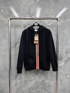 Navy Cotton Striped Placket Zip-Through - Men's