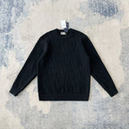 Black Wool Cable Crewneck - Men's