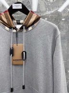 Black Cotton Check Lined Pullover - Men's