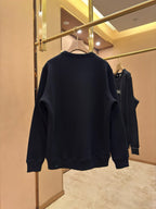 Black Cotton Chest Logo Crewneck - Men's