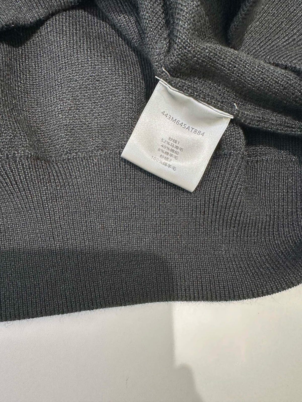Navy Wool Text Logo Crewneck - Men's