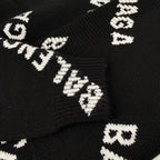 Black Jacquard Text Print Crewneck - Men's