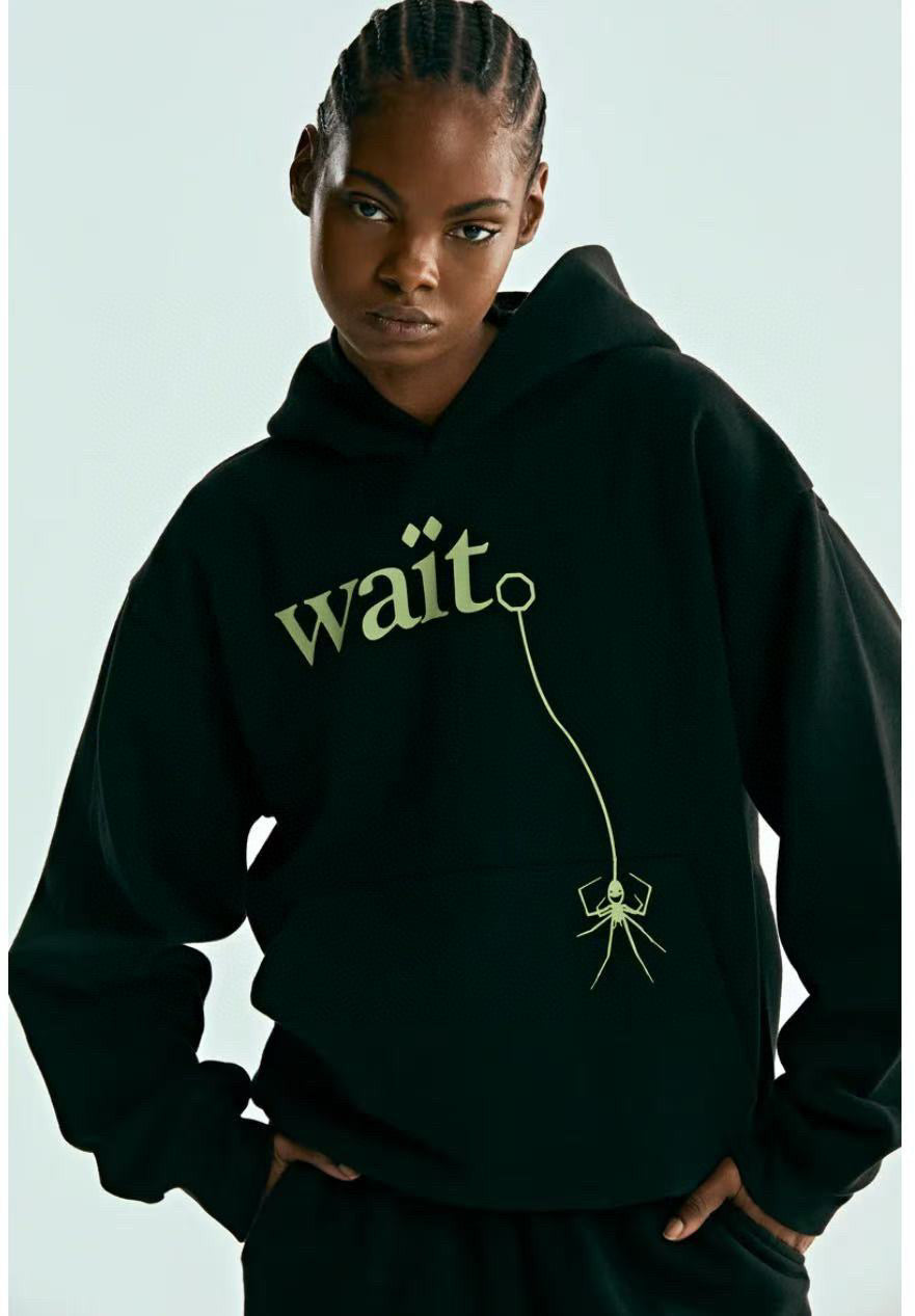 Black Cotton Slogan Pullover - Men's