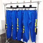 Blue Cotton Print Joggers - Men's