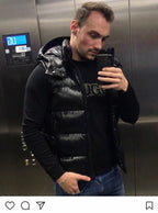 Black Nylon Hooded Gilet - Men's