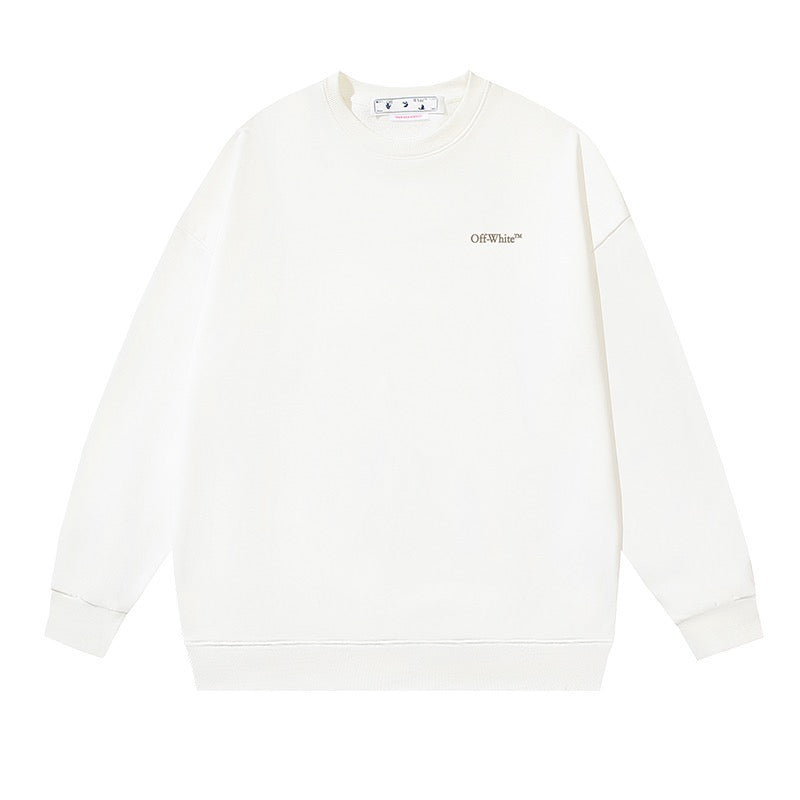 Cream Cotton Small Text Crewneck - Men's