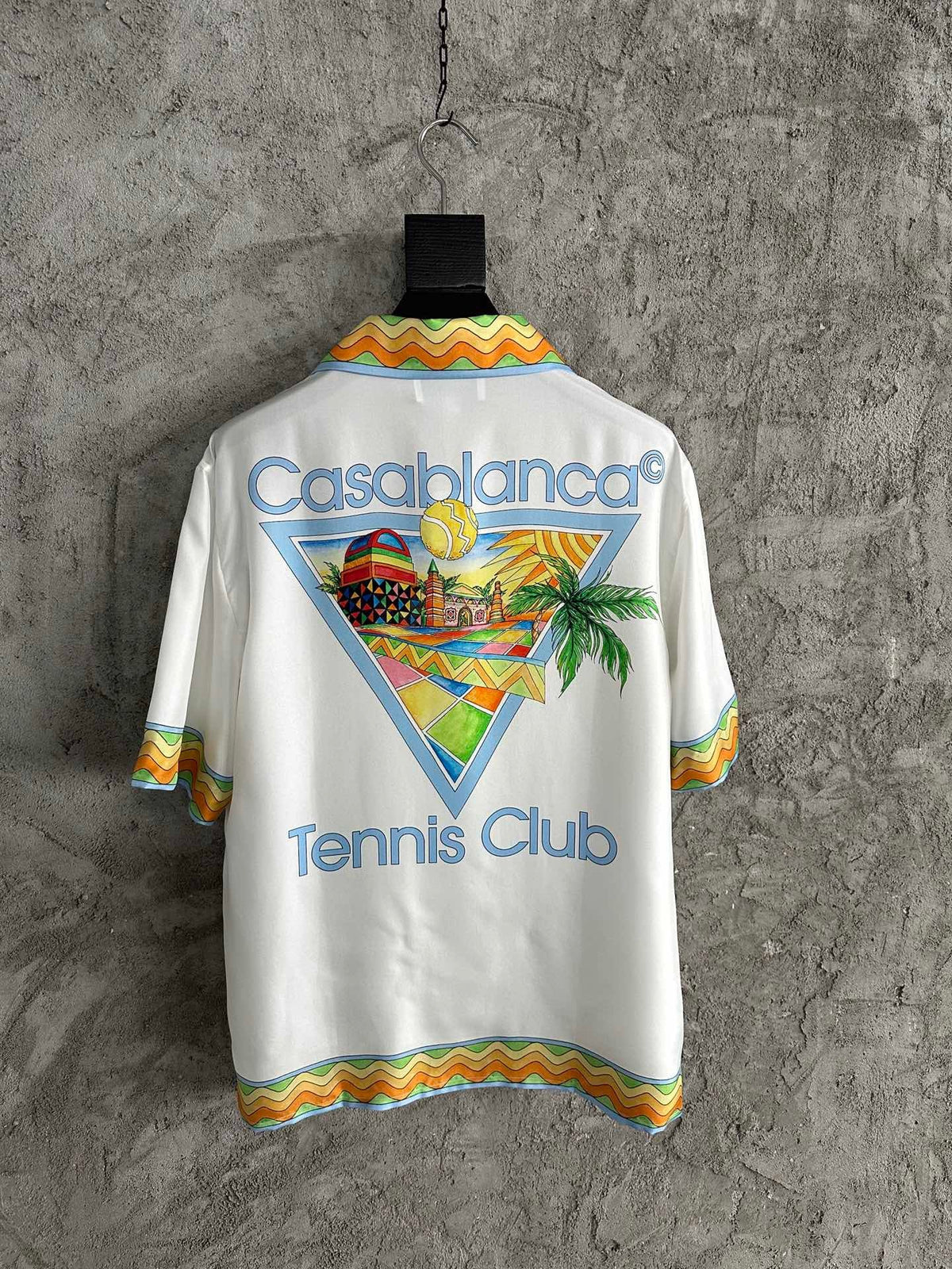 Yellow Trim Crest Silk Shirt - Men's