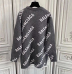 Black Jacquard Text Print Crewneck - Men's