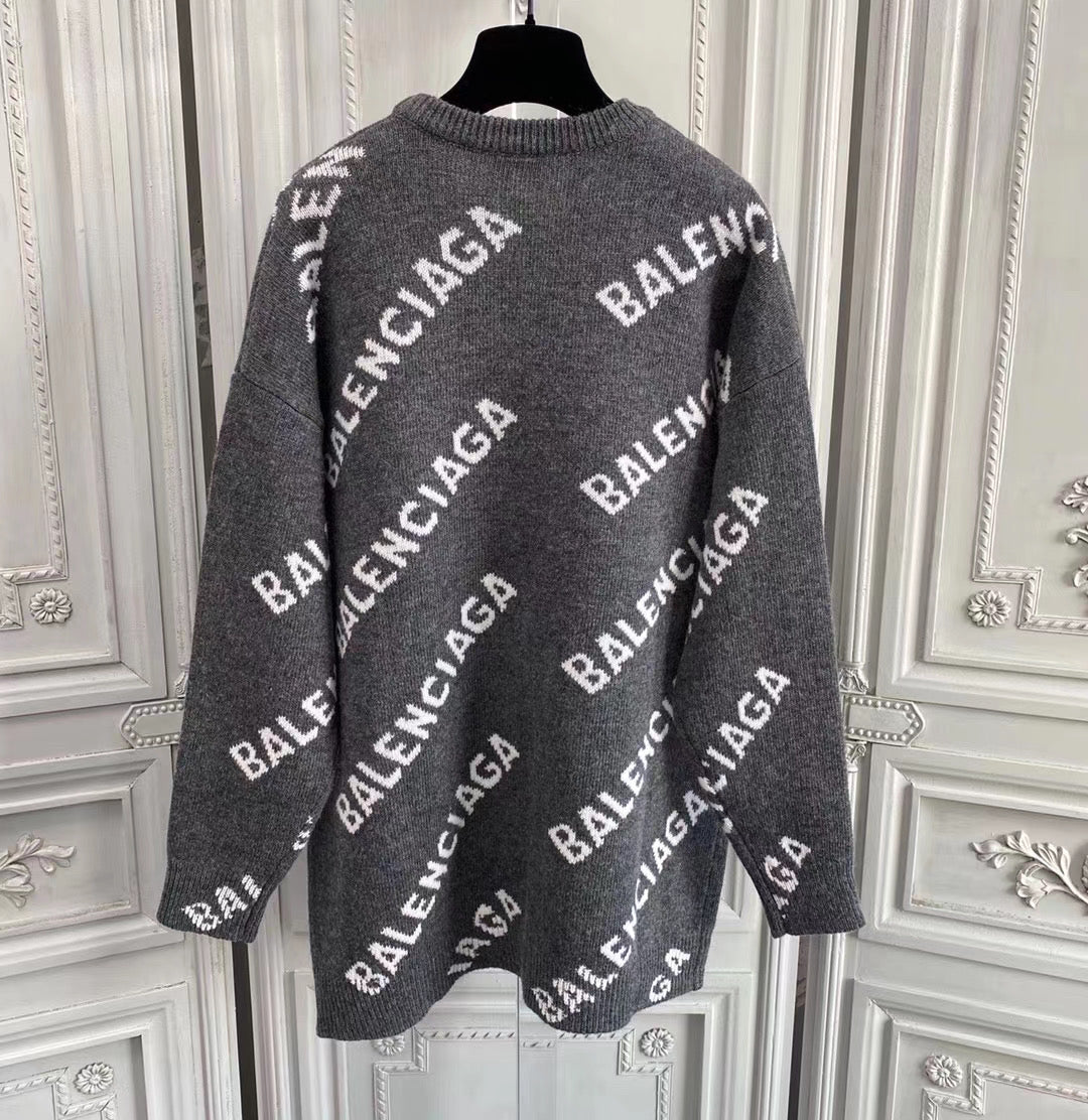 Black Jacquard Text Print Crewneck - Men's