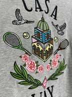 Grey Cotton Crest Graphic Crewneck - Men's