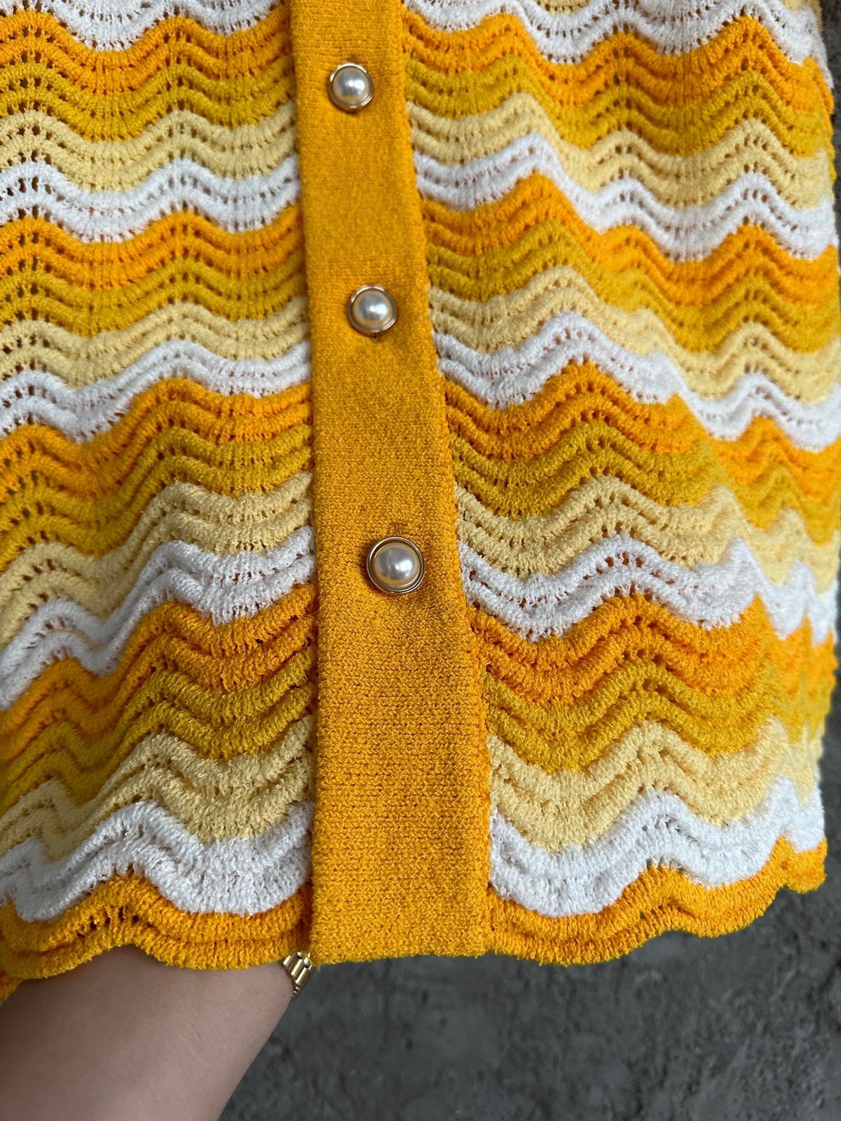 Yellow Knit Chevron Short-Sleeve - Men's