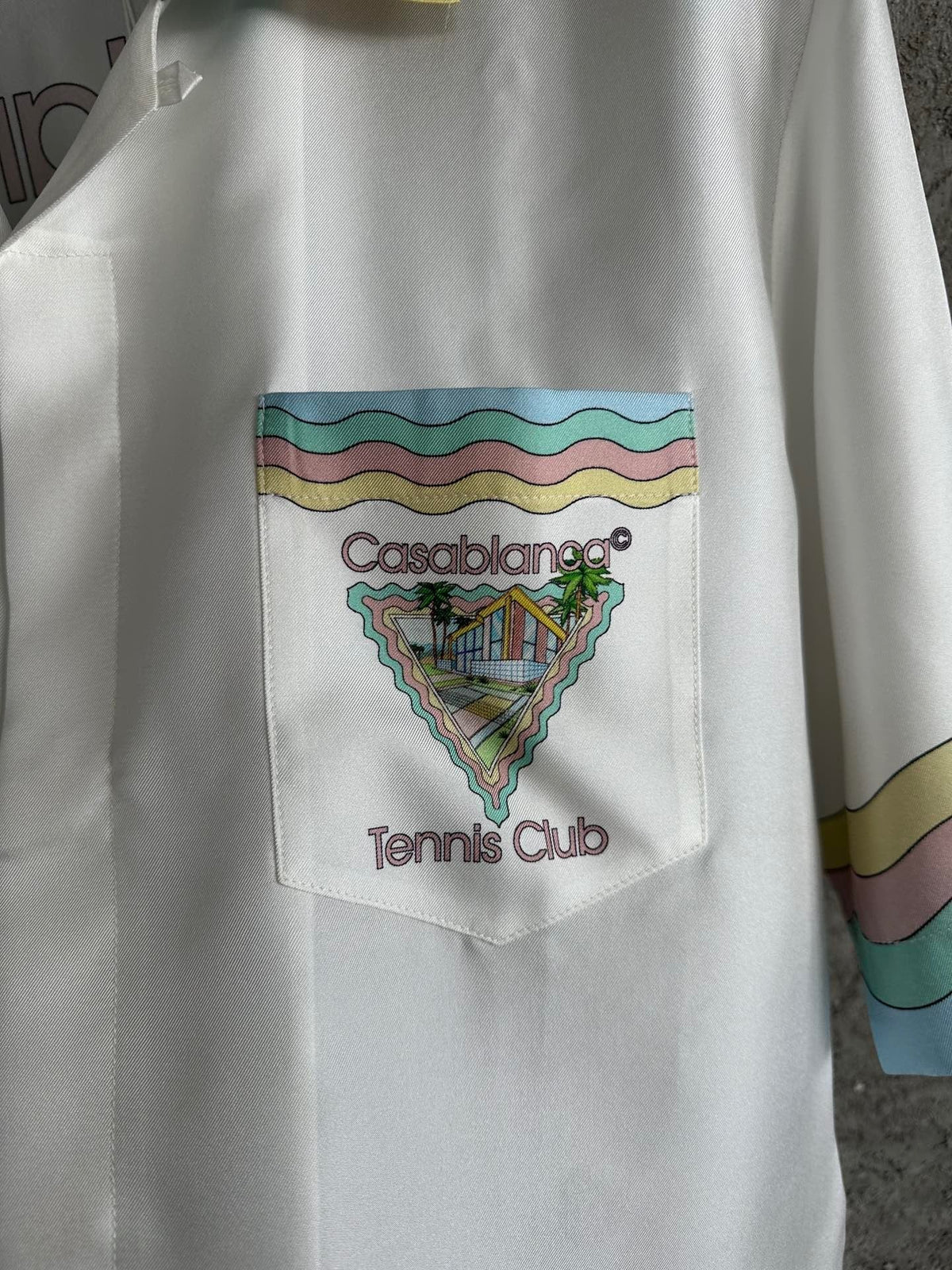 Embroidered Crest Silk Shirt - Men's