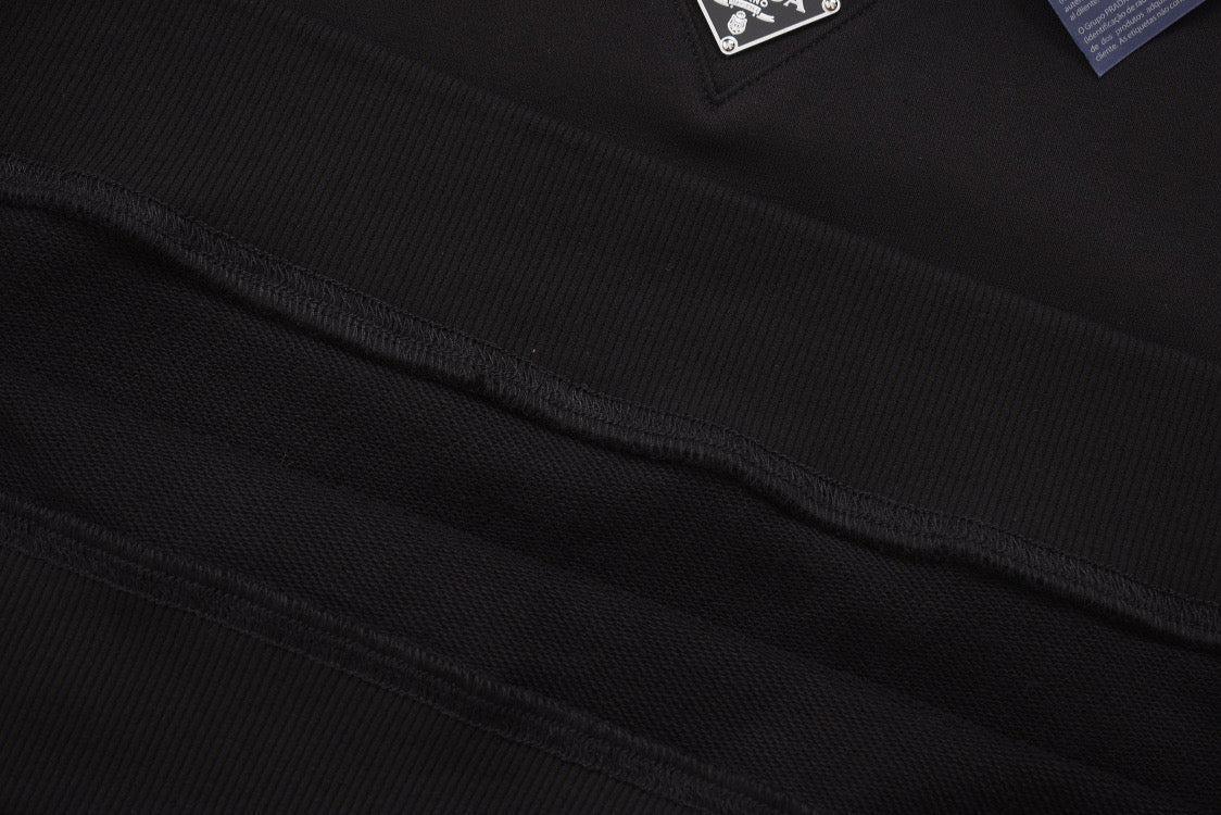 Black Cotton Triangle Logo Long-Sleeve - Men's