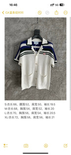 Navy Striped Yoke Knit Polo Shirt - Men's